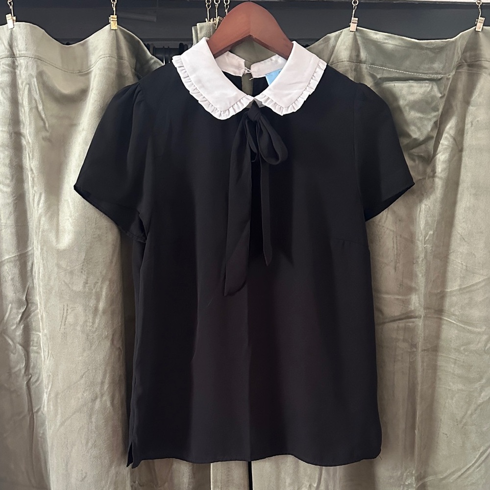 Black and White Women's Top with Bow